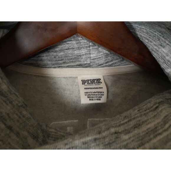 PINK Victoria's Secret Logo grey Long Sleeve turtle Neck sweatshirt Size XS - Picture 3 of 7